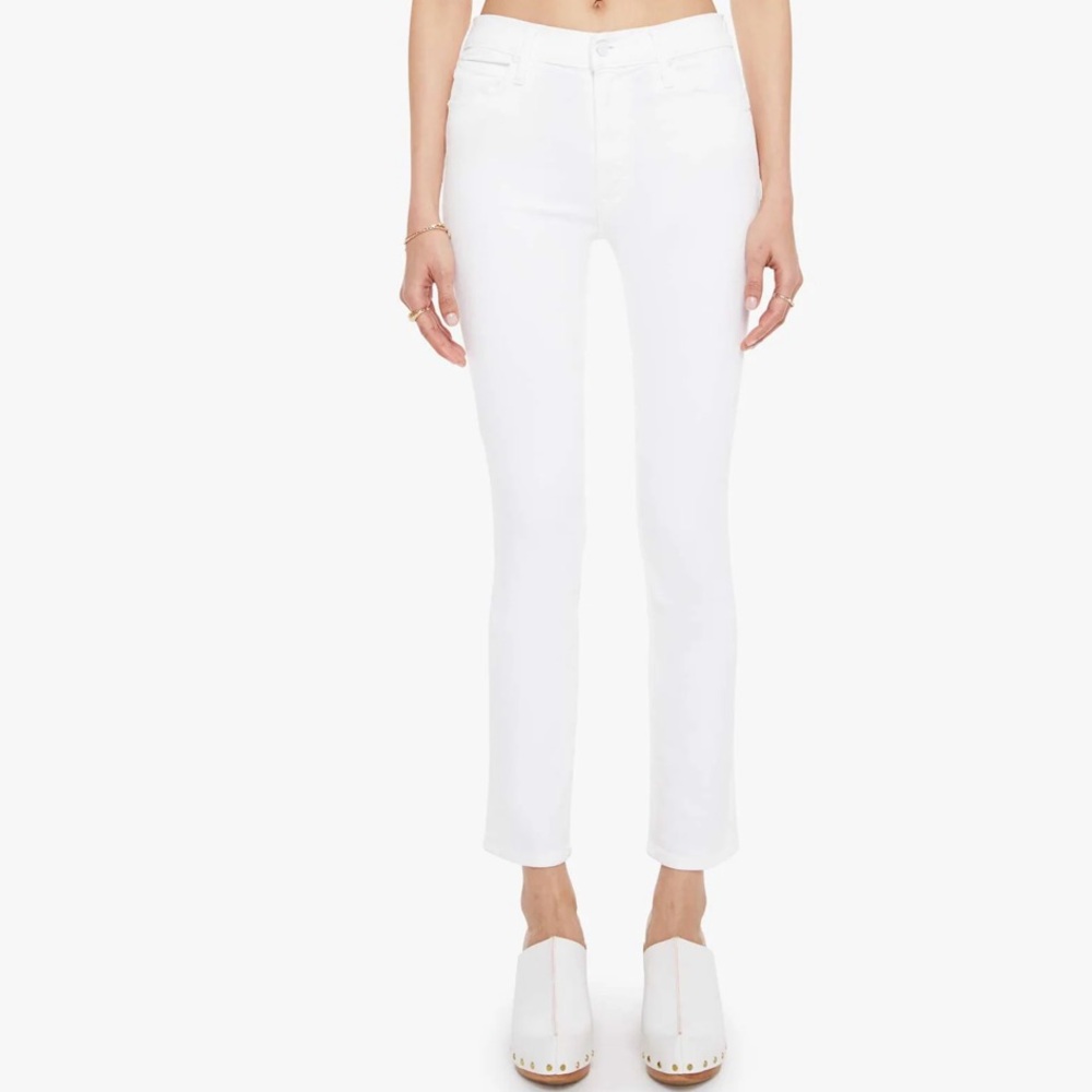 Women's Mother the mid-rise dazzler ankle - white jean